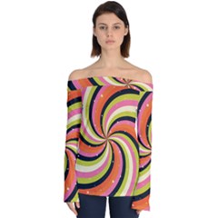 Psychedelic Groovy Orange Off Shoulder Long Sleeve Top by designsbymallika