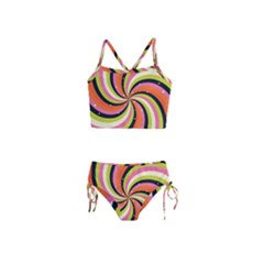 Psychedelic Groovy Orange Girls  Tankini Swimsuit by designsbymallika