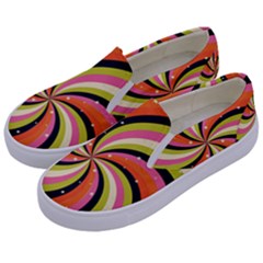 Psychedelic Groovy Orange Kids  Canvas Slip Ons by designsbymallika