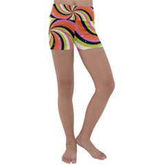 Psychedelic Groovy Orange Kids  Lightweight Velour Yoga Shorts by designsbymallika