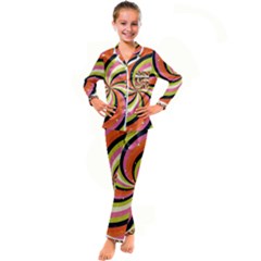 Psychedelic Groovy Orange Kid s Satin Long Sleeve Pajamas Set