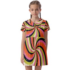 Psychedelic Groovy Orange Kids  Asymmetric Collar Dress