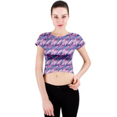 Pink Purple Shade Crew Neck Crop Top by designsbymallika