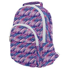 Pink Purple Shade Rounded Multi Pocket Backpack by designsbymallika