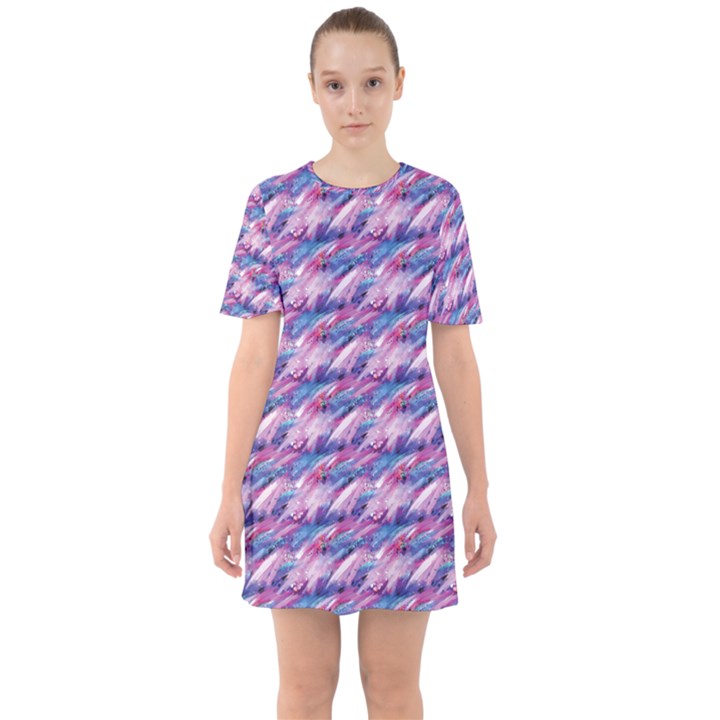 Pink Purple Shade Sixties Short Sleeve Mini Dress