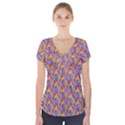 Summer Floral Pattern Short Sleeve Front Detail Top View1