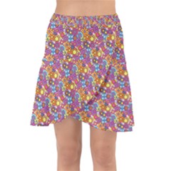 Summer Floral Pattern Wrap Front Skirt