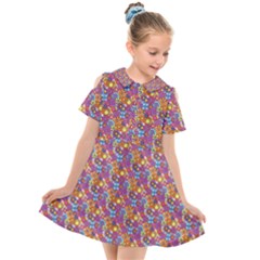 Summer Floral Pattern Kids  Short Sleeve Shirt Dress