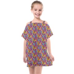 Summer Floral Pattern Kids  One Piece Chiffon Dress