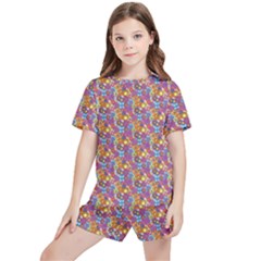 Summer Floral Pattern Kids  Tee And Sports Shorts Set