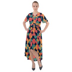 Shapes Pattern Front Wrap High Low Dress