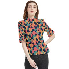 Shapes Pattern Frill Neck Blouse