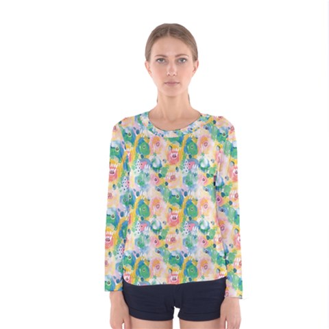 Water Color Floral Pattern Women s Long Sleeve Tee by designsbymallika