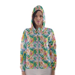 Water Color Floral Pattern Women s Hooded Windbreaker by designsbymallika