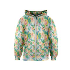 Water Color Floral Pattern Kids  Zipper Hoodie by designsbymallika