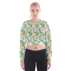 Water Color Floral Pattern Cropped Sweatshirt by designsbymallika