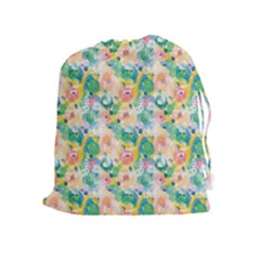 Water Color Floral Pattern Drawstring Pouch (xl)