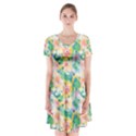 Water Color Floral Pattern Short Sleeve V-neck Flare Dress View1