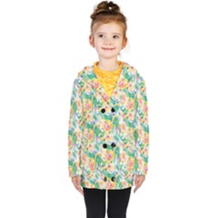 Water Color Floral Pattern Kids  Double Breasted Button Coat by designsbymallika