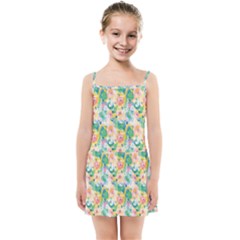 Water Color Floral Pattern Kids  Summer Sun Dress