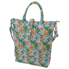 Water Color Floral Pattern Buckle Top Tote Bag by designsbymallika