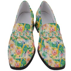 Water Color Floral Pattern Women s Chunky Heel Loafers by designsbymallika