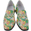 Water Color Floral Pattern Women s Chunky Heel Loafers View1