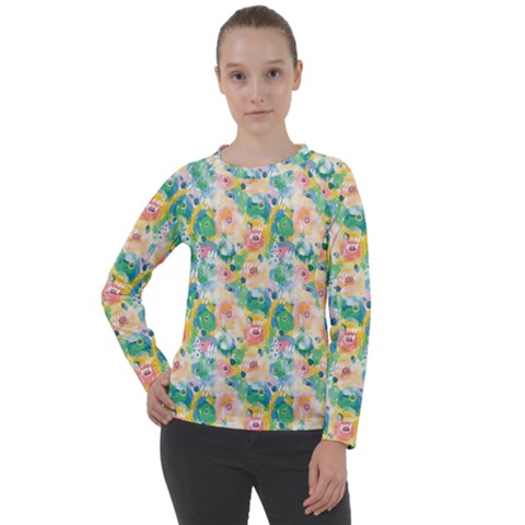 Water Color Floral Pattern Women s Long Sleeve Raglan Tee by designsbymallika