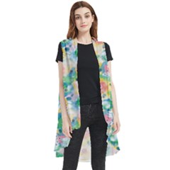 Water Color Floral Pattern Sleeveless Chiffon Waistcoat Shirt