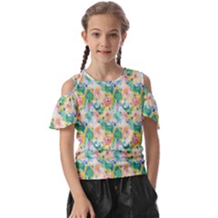 Water Color Floral Pattern Kids  Butterfly Cutout Tee