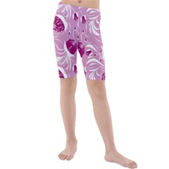 Folk Floral Pattern  Flowers Print  Kids  Mid Length Swim Shorts by Eskimos