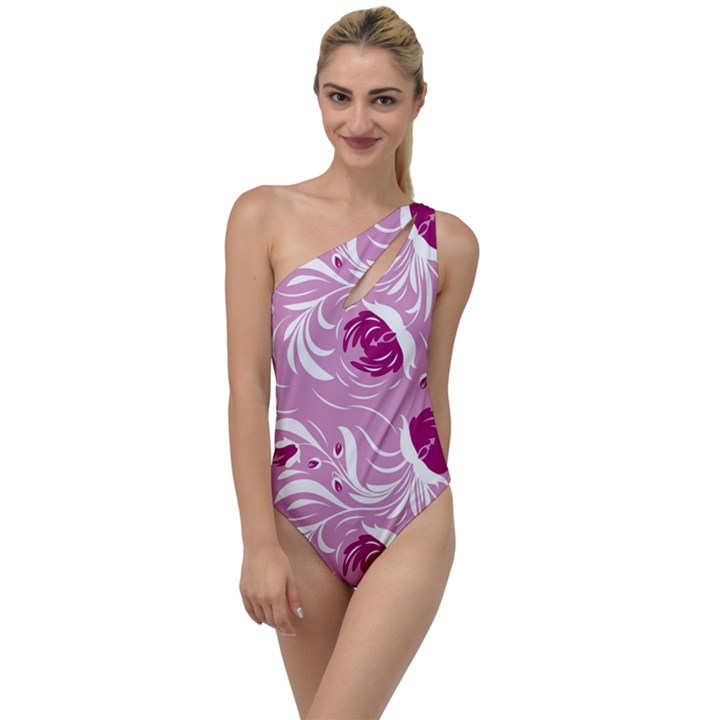 Folk floral pattern. Flowers print. To One Side Swimsuit