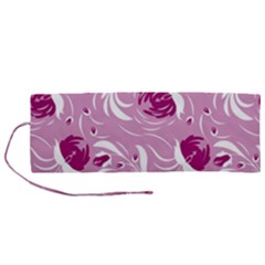 Folk Floral Pattern  Flowers Print  Roll Up Canvas Pencil Holder (m) by Eskimos