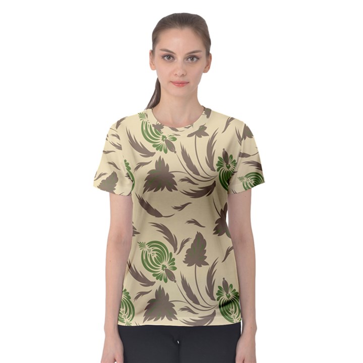 Folk floral pattern. Flowers print. Women s Sport Mesh Tee