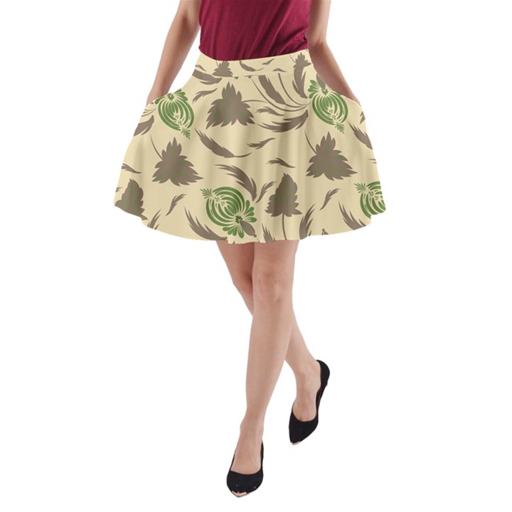 Folk floral pattern. Flowers print. A-Line Pocket Skirt