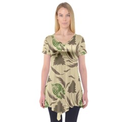 Folk Floral Pattern  Flowers Print  Short Sleeve Tunic  by Eskimos