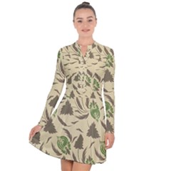 Folk Floral Pattern  Flowers Print  Long Sleeve Panel Dress by Eskimos