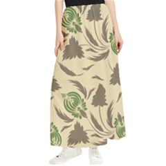 Folk Floral Pattern  Flowers Print  Maxi Chiffon Skirt