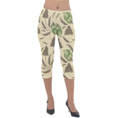 Folk Floral Pattern  Flowers Print  Lightweight Velour Capri Leggings  by Eskimos