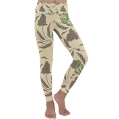 Folk Floral Pattern  Flowers Print  Kids  Lightweight Velour Classic Yoga Leggings by Eskimos