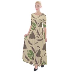 Folk Floral Pattern  Flowers Print  Half Sleeves Maxi Dress by Eskimos