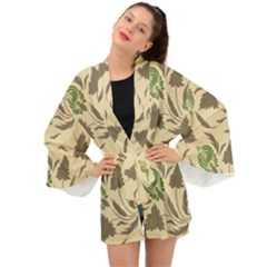 Folk Floral Pattern  Flowers Print  Long Sleeve Kimono by Eskimos