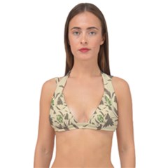 Folk Floral Pattern  Flowers Print  Double Strap Halter Bikini Top by Eskimos