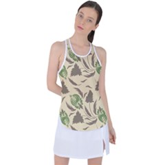 Folk Floral Pattern  Flowers Print  Racer Back Mesh Tank Top by Eskimos