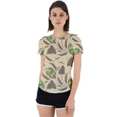 Folk Floral Pattern  Flowers Print  Back Cut Out Sport Tee by Eskimos