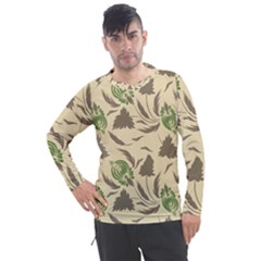 Folk Floral Pattern  Flowers Print  Men s Pique Long Sleeve Tee