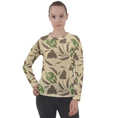 Folk Floral Pattern  Flowers Print  Women s Long Sleeve Raglan Tee