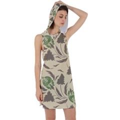 Folk Floral Pattern  Flowers Print  Racer Back Hoodie Dress by Eskimos