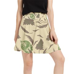 Folk Floral Pattern  Flowers Print  Waistband Skirt