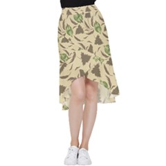 Folk Floral Pattern  Flowers Print  Frill Hi Low Chiffon Skirt